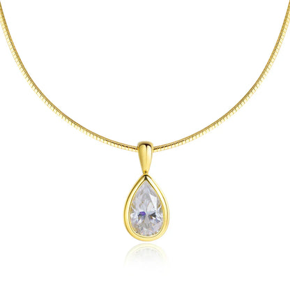3ct Pear Cut Moissanite Pendant Necklaces for Women Wedding Solitaire s925 Sterling Silver 1.5mm Choker Chain Necklace