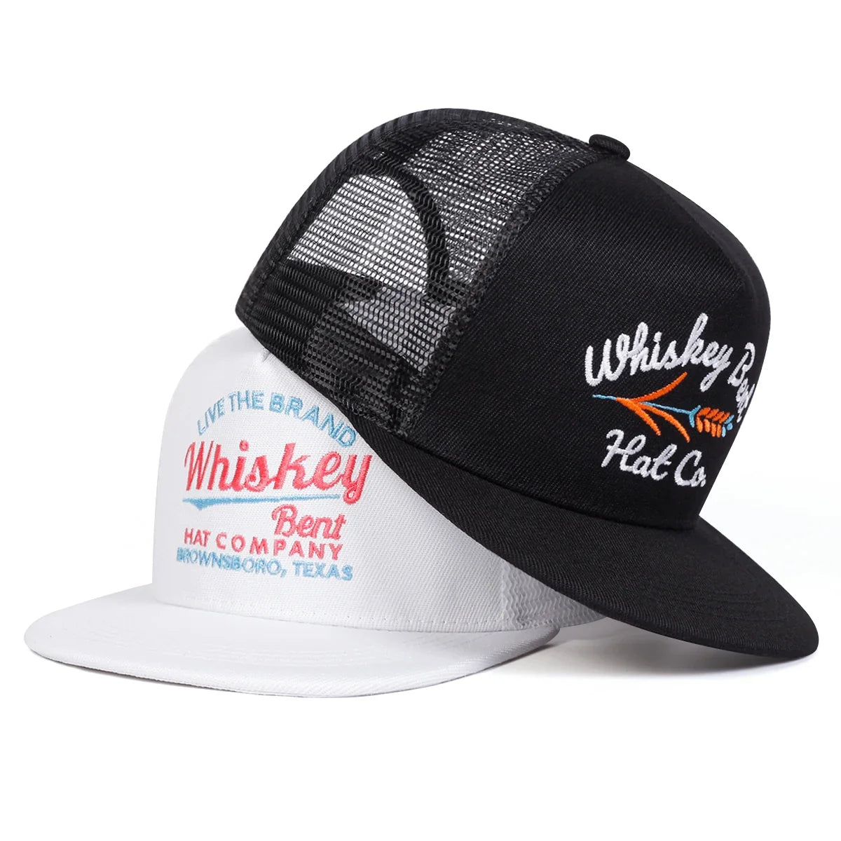 Unisex WHISKEY BENT Letter Embroidery Hip-hop Net Hats Spring Summer Outdoor Adjustable Casual Baseball Caps Sunscreen Hat Cap