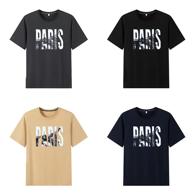 Popular T-shirt for Men Printed Tees Plus Size 110-175kg 6XL/7XL Fashion Summer Cotton Round Neck Short Sleeve Oversized Tops