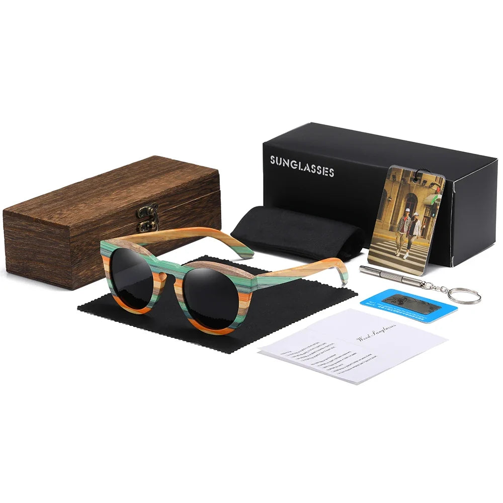 Natural Bamboo and Wooden Sunglasses VIP Manual Polarized Glasses Luxury Brand Environmental Degradable Glasses Gift Box