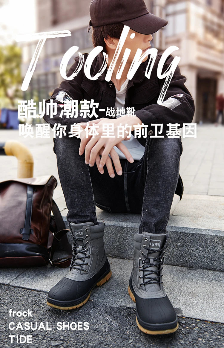 Plus Size 48 Outdoor Men Boots Winter Snow Boots for Men Training Work Boots Waterproof Slip-Resistant Keep Warm Winter Shoes