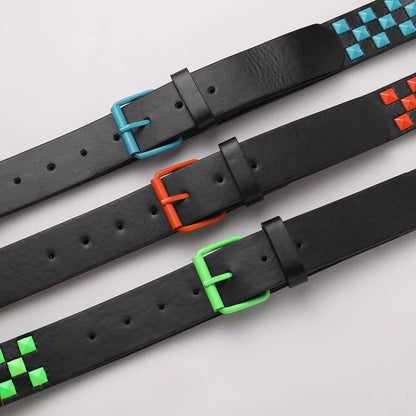 Ladies' inlaid belt, suitable for punk, street, and retro styles, can be paired with hard items such as leather jackets