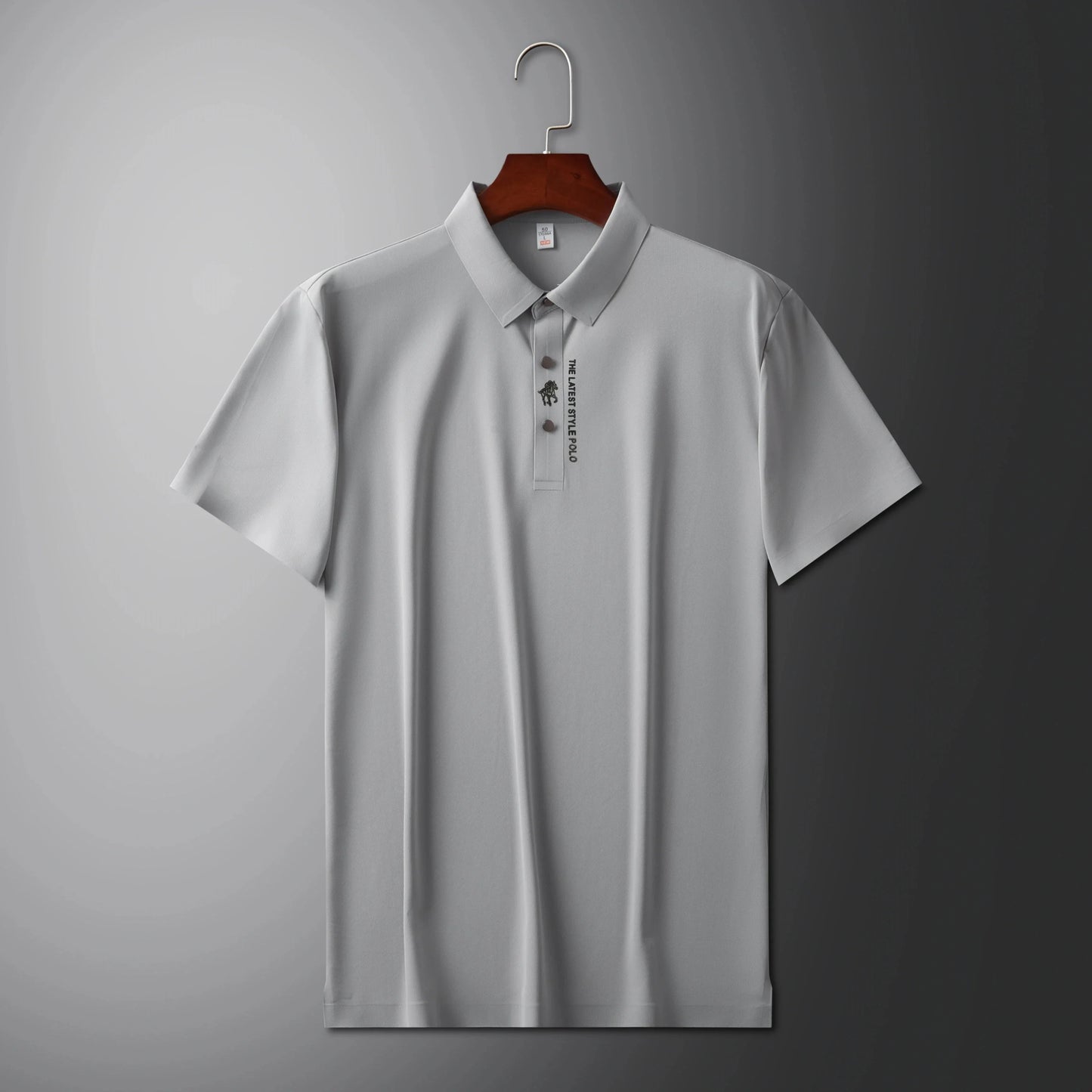 High quality silk breathable short sleeve POLO shirt men's lapel top 2024 summer new light luxury brand printed casual T-shirt