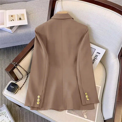Office Lady Slim Blazer for Women, Long Sleeve Coats, Black Jackets, Casual Outerwear, Fall, Winter Fashion, 2023