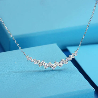 GRA Certified Full Moissanite Smile Pendant Necklace for Women 925 Sterling Silver Clavicle Chain Jewelry Gift Collares