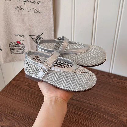 Summer Girl's Sandals Hollow Out Hook-loop Casual Chic Kid's Flat Shoe Solid Colors Anti-slip Daily Versatile Children Shoes