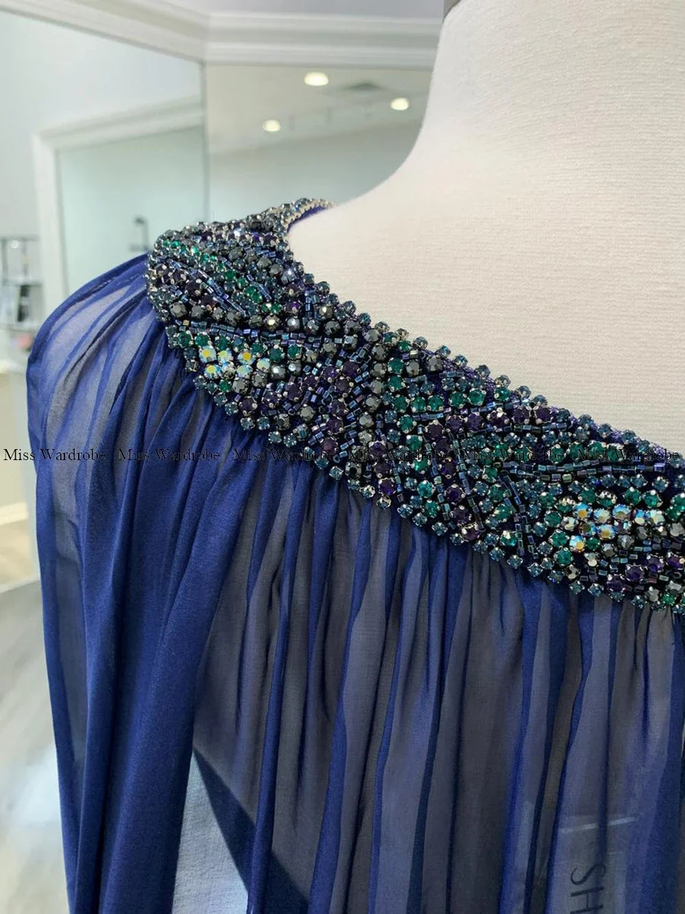 Navy Blue Evening Dress Velvet Sweetheart Mermaid Prom Party Gown Luxury Beaded With Cloak Formal Banquet Celebrity Dress 2024