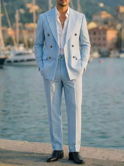 Men's Suit Sets Men's Striped Suits Dress Pants for Business Dinners and Weddings