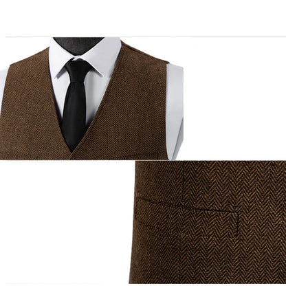 Men's Suit Vest Military Green Single Breasted Blended  Men Vest Denim Jeans Waistcoat Jacket Slim Fit Casual Formal Business