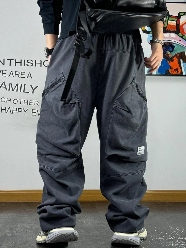 American Streetwear Multi-Pocket Cargo Pants Men High Quality Fashion Baggy Pants Plus Size Black Army Straight-Leg Trousers