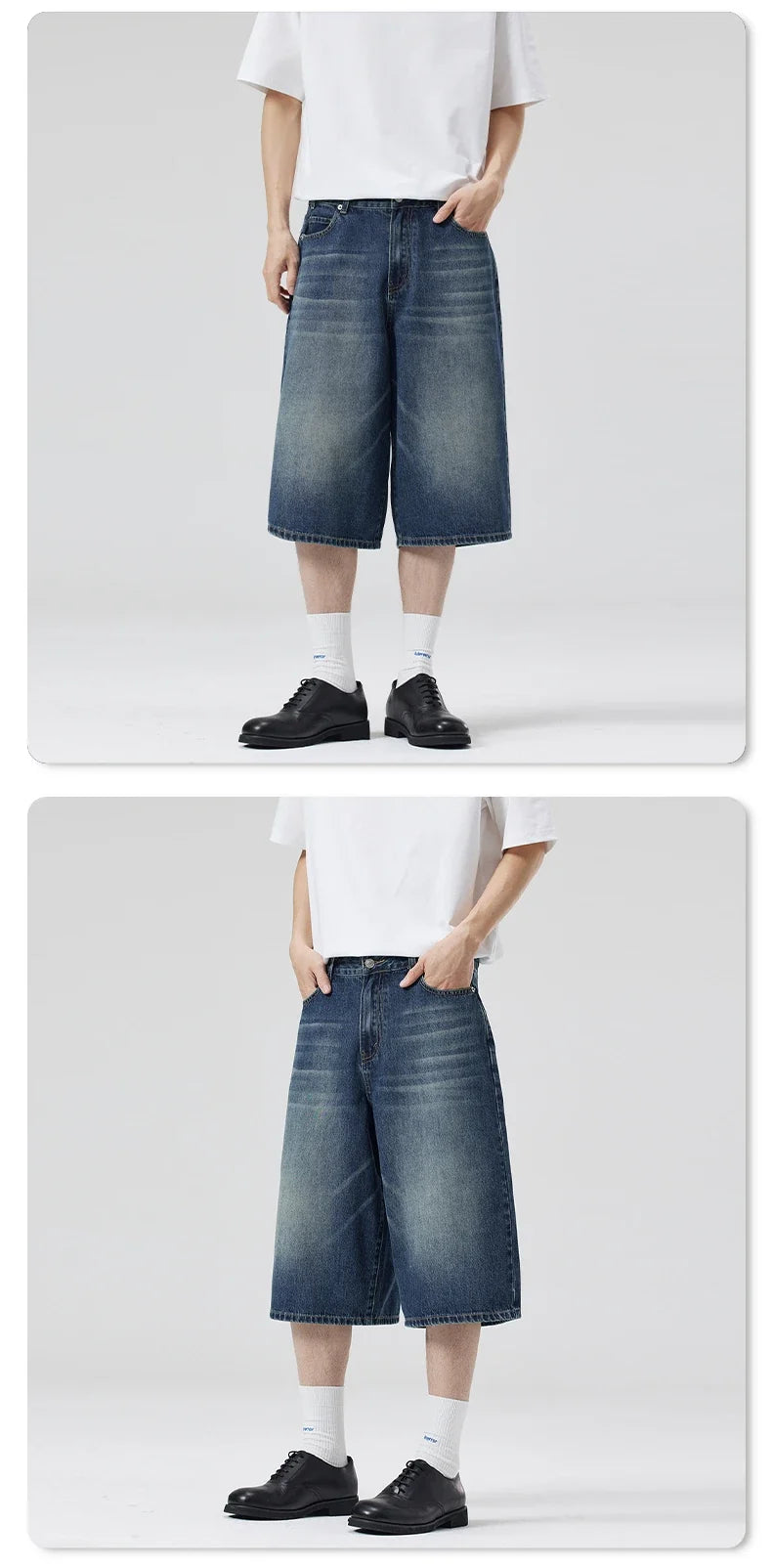 Summer New Fashion Denim Shorts Loose Straight Casual Vintage American Personality Jeans Streetwear Male Short Pants