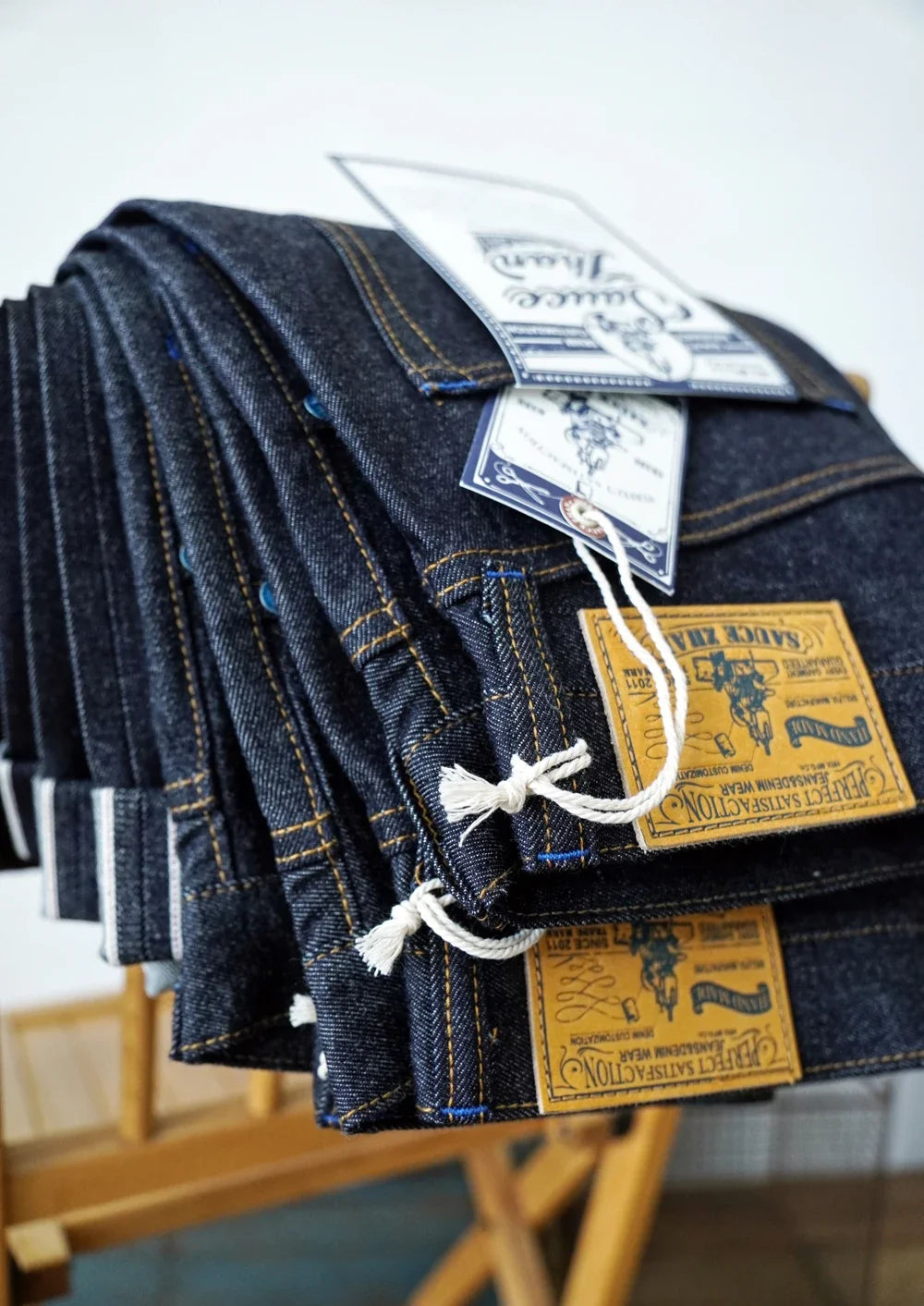 SZ6601-10OZ Men Jeans Selvedge Sanforized Denim Jeans Summer Indigo Jeans for Man Regular Fit Straight Leg 10 Oz