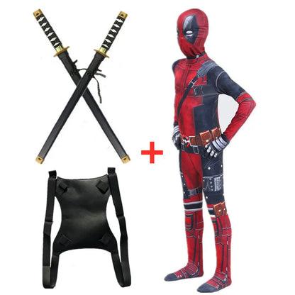 Movie Superhero Costume for Kids Justice Hero Bodysuit Halloween Mask Performance Costume Toddler Party  with Toy Gift