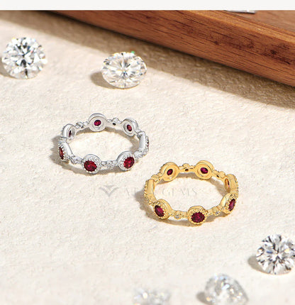 Classic Lab Ruby Rings with Zircon Crown Design Timeless Elegance 925 Sterling Silver Wedding Engagement Ring For Women