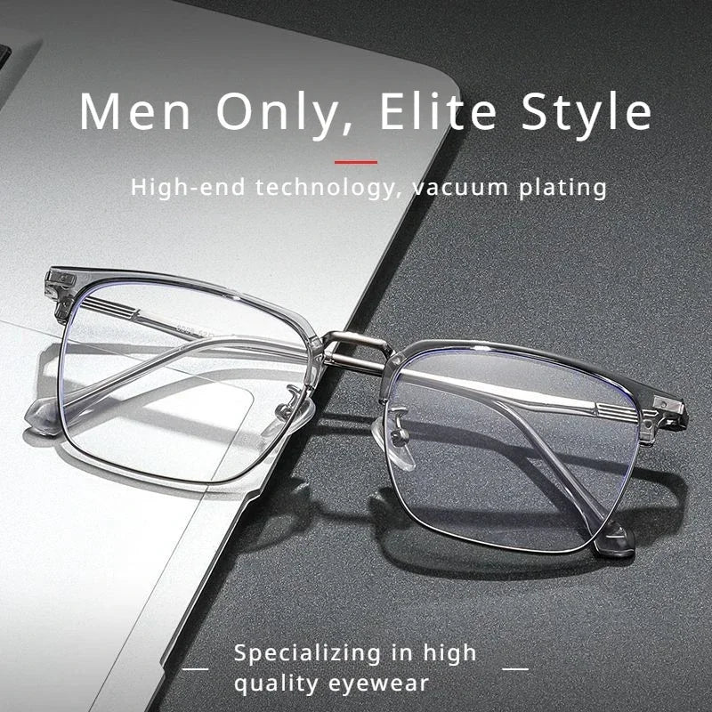 Men's Classic Business Eyeglasses Frames Anti-Blue Light Reading Glasses Myopia Hyperopia Customizable Prescription KE001
