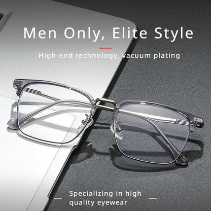 Men's Classic Business Eyeglasses Frames Anti-Blue Light Reading Glasses Myopia Hyperopia Customizable Prescription KE001