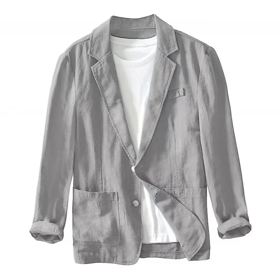 Men's Casual Suit Single-layer Jacket Solid Color Cotton And Linen Casual Fashion Men's Top