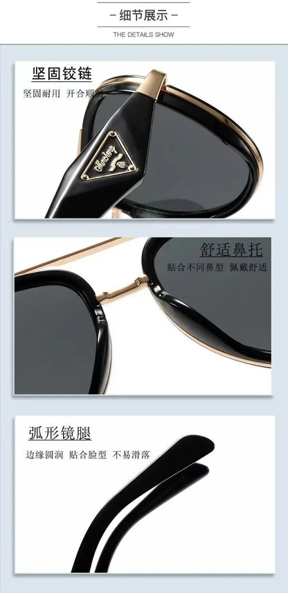 Retro Aviator Tortoiseshell Sunglasses UV400 Protection Metal Frame Shades Luxury Sun Glasses Fashion Eyewear Unisex Oversized