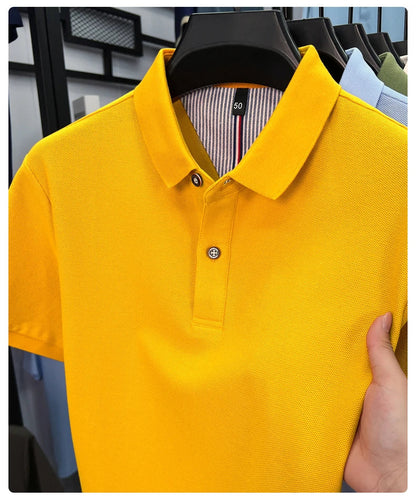100% pure cotton high-end short sleeve polo shirt men's summer fashion new breathable Korean business casual golf brand T-shirt