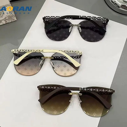 2025 New Fashion Luxury Brand Design Cat Eye Rimless Sunglasses Women Travel Sun Glasses Ladies Eyewear Shade UV400 Gafas De Sol