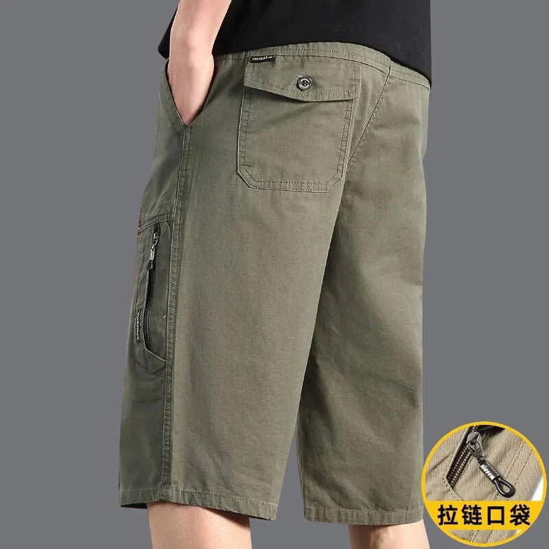 Mens Summer Cargo Shorts Light Weight Casual Sports Short Pants Cotton Hiking Running Jogger Shorts Elastic Waist