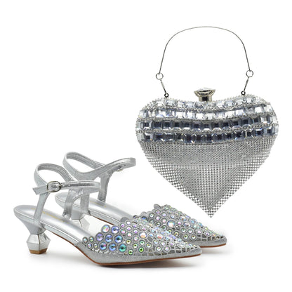 New Arrival Party Shoe and Bag Set for Women Italy 2026 Nigeria Elegance Party Rhinestone Pointed Toe Women's Shoes High Heel