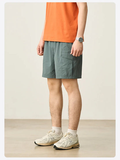 2026 Summer New Oversize 145gsm Elastic Quick Dry Fabric Shorts Men Elastic Wait Cargo Outdoor Shorts
