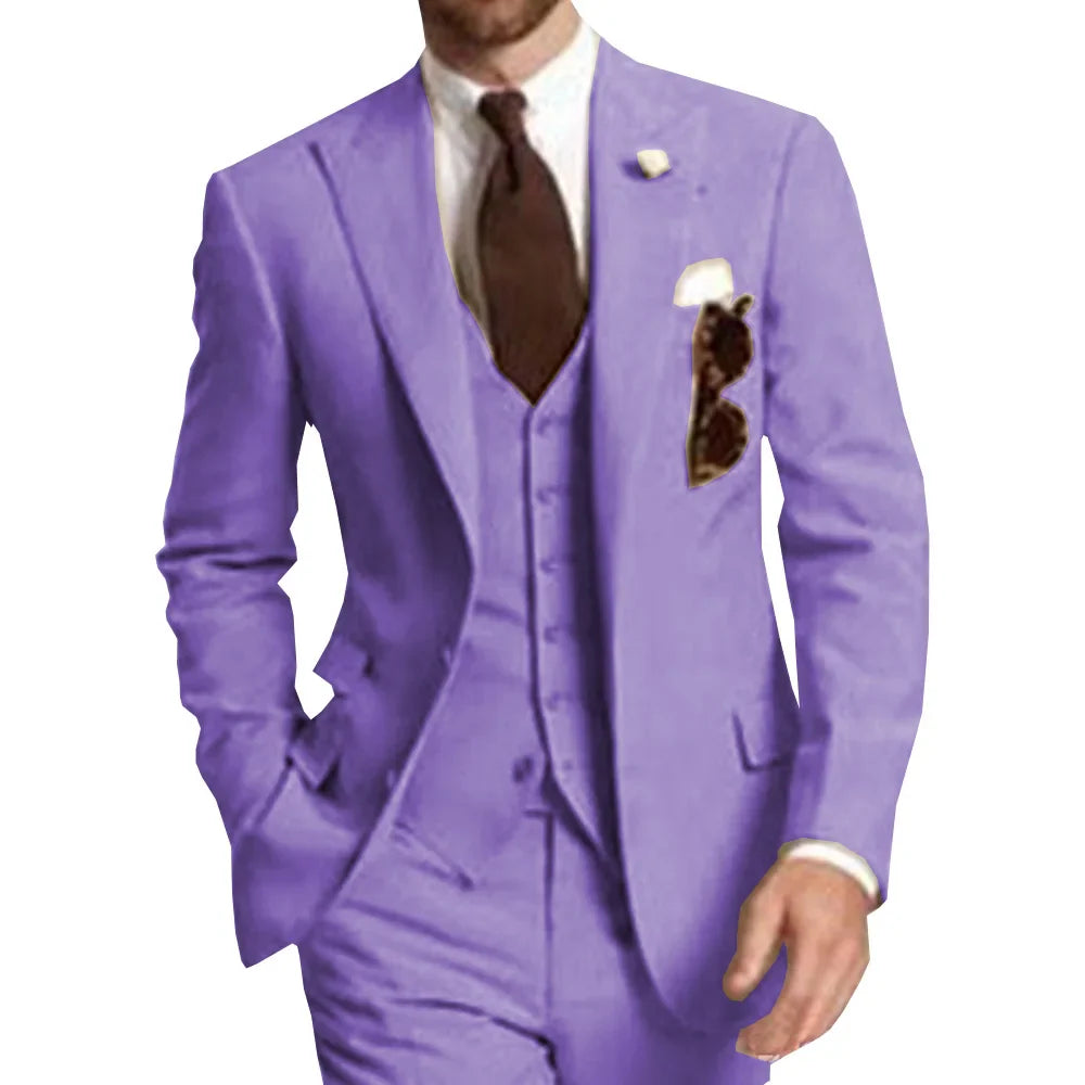 Business Party Best Men wedding Suit Peaked Lapel Two Button Custom Made Wedding Groom Tuxedos Jacket Pants Vest