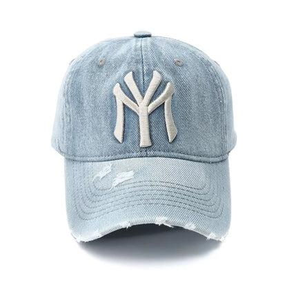 Unisex Letter Embroidery Washed Cowboy Baseball Caps Spring and Autumn Outdoor Adjustable Casual Hats Sunscreen Hat