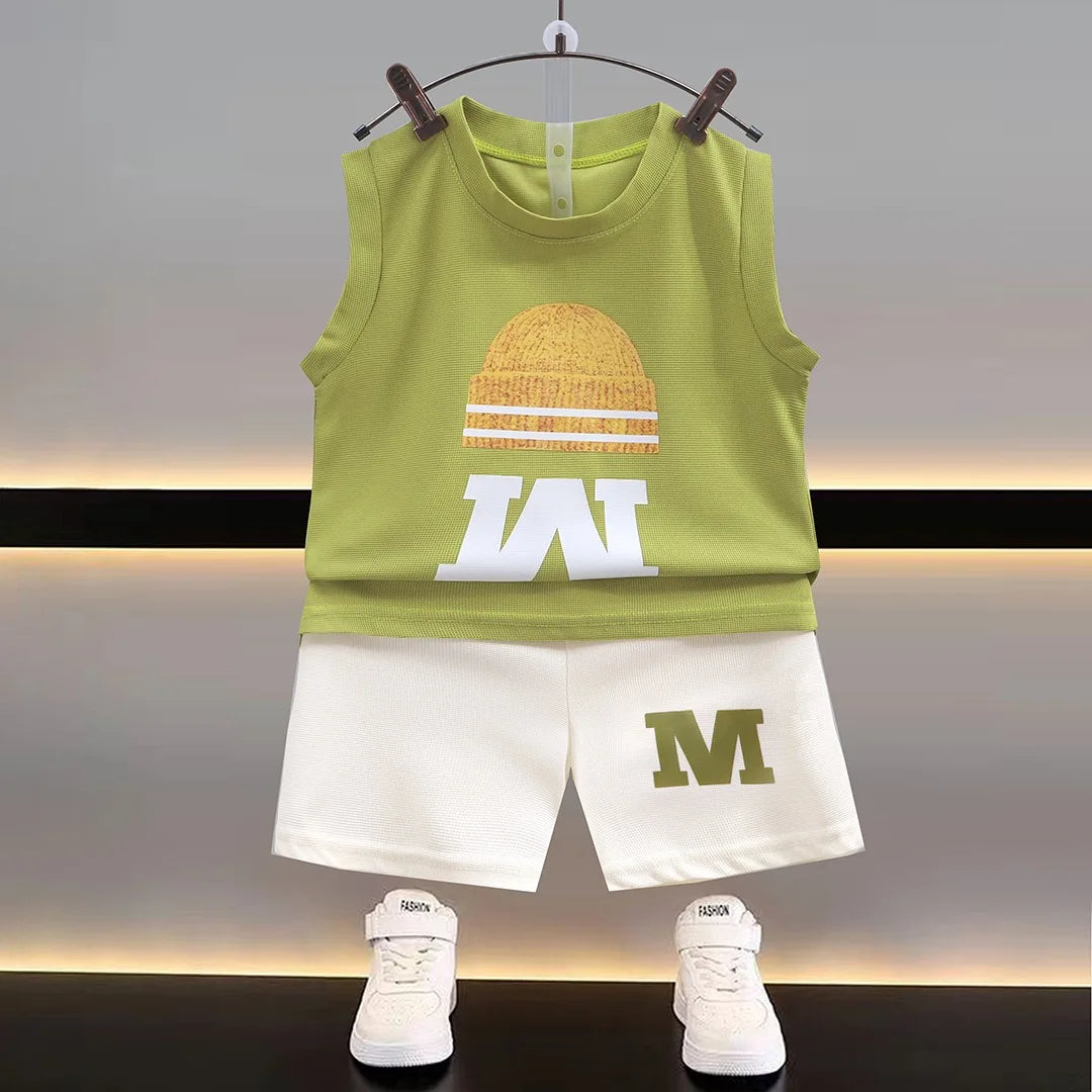 1Set Boys Girls Leisure Set Fashion Cartoon Children Short Sleeve Shorts Sets Summer Kids Clothes Baby Tee+Short Pants Tracksuit