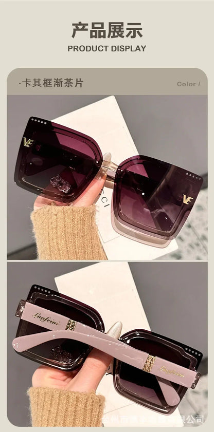 Rimeless Polarized Sunglasses Women Oversized Square Sun Glasses Ladies UV400 Classic Goggle Oculos De Sol Feminino