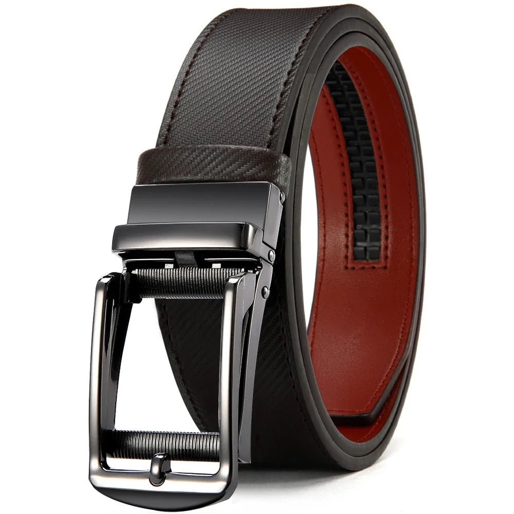 Mens Belt Genuine Leather Luxury Belt Metal Automatic Alloy Buckle Fashion Ratchet Belts for Men Cowhide High Quality Belt
