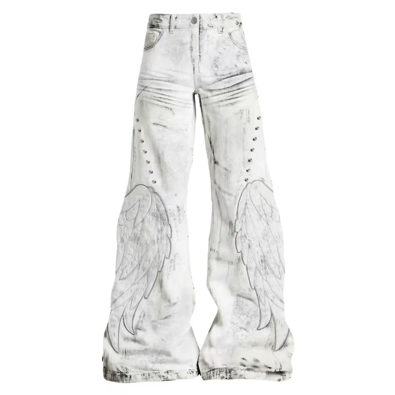 American Retro Hot Girl Tie-Dye Women's High-Waisted Bell-Bottom Pants Slim Ripped New Autumn And Winter Washed Casual Trousers