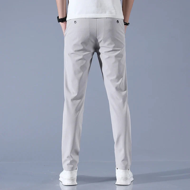 2026 Spring Summer Men's Ice Silk Golf Casual Slim Straight Thin Trousers Male Fashion Stretch Breathable Jogging 28-38