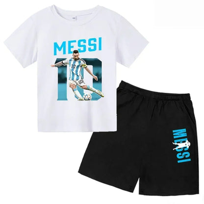 Summer Children‘s Set Brand Messi Print Short Sleeve T-shirt + Shorts 2pcs Set Sportsuit Casual Fashion Kid Boy Girl Fan Clothes