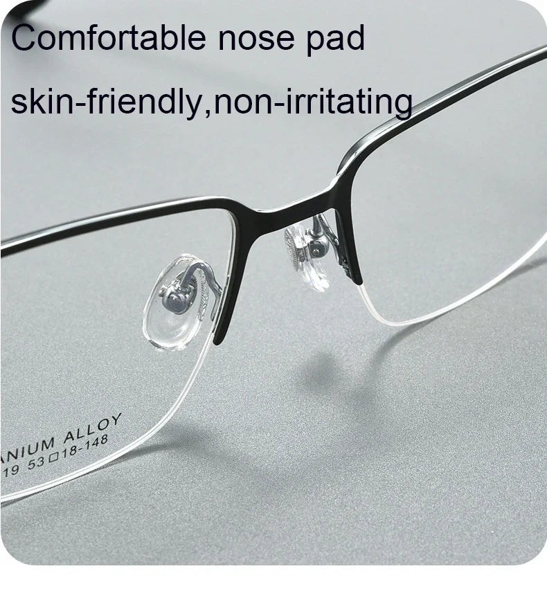 Pure Titanium Half Frame Business Eyeglasses Frames Anti-blue Light Reading Glasses Men's Customized Prescription X15119B