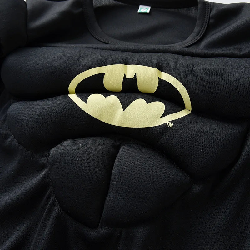 Superhero Bat Cosplay Costume Set Kids Boys Bruce Muscle Suit Tops Pants with Mask Cloak Children Halloween Carnival Party Coth