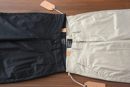 2025 Summer New American Retro Thin Micro Elasticity Casual Pants Men's Simple 97% Cotton Slim CHINO Business Straight Trousers