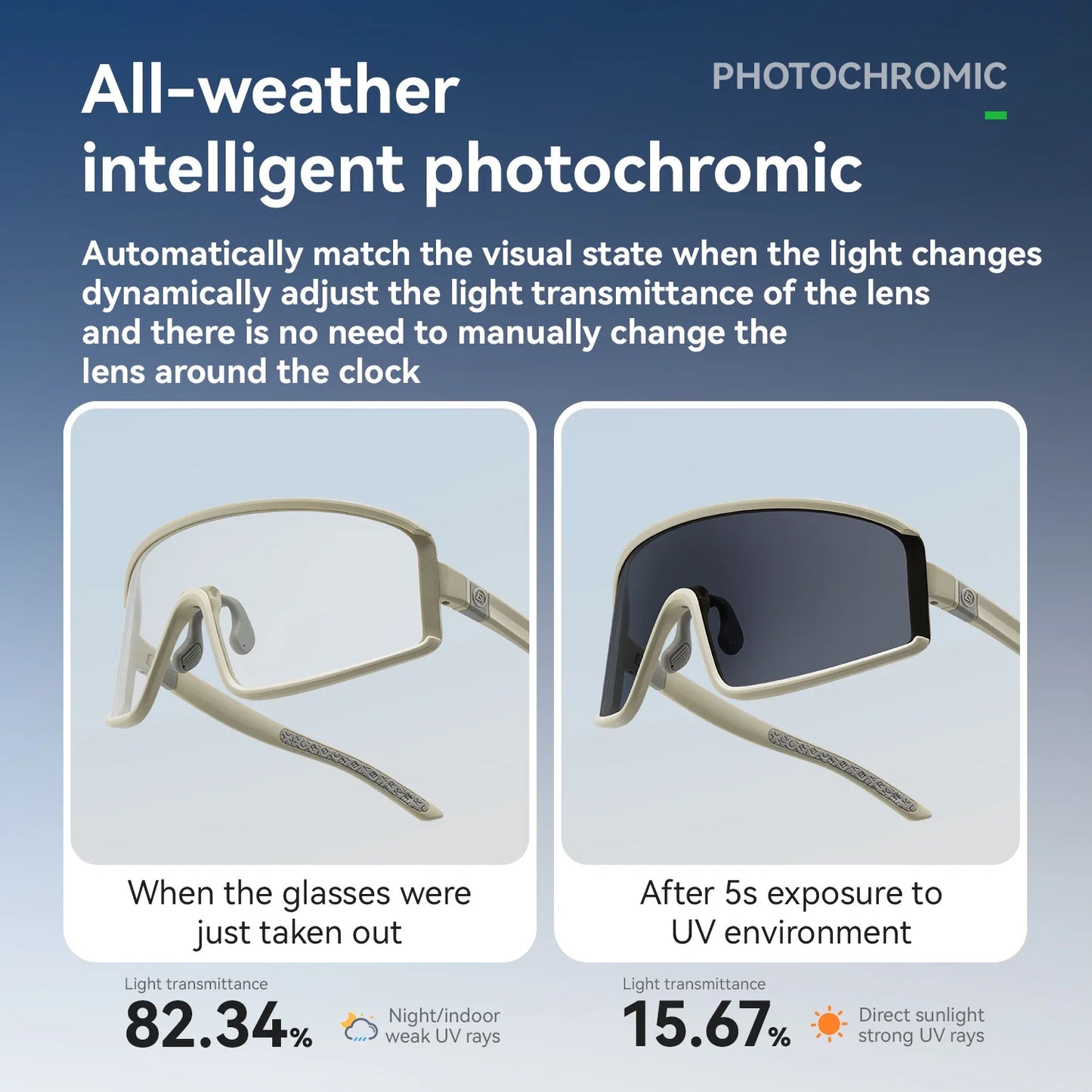 Outdoor Cycling Sunglasses Polarized UV400 Driving Eyewear Bicycle Goggles Non-slip Anti-fog Photochromic Glasses