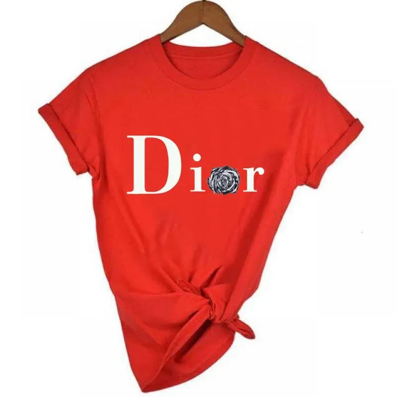 Men's and Women's Letter Printed Short Sleeved Shirt Basic  Round Neck T-shirt Fashionable Casual Short Sleeved Summer Brand New