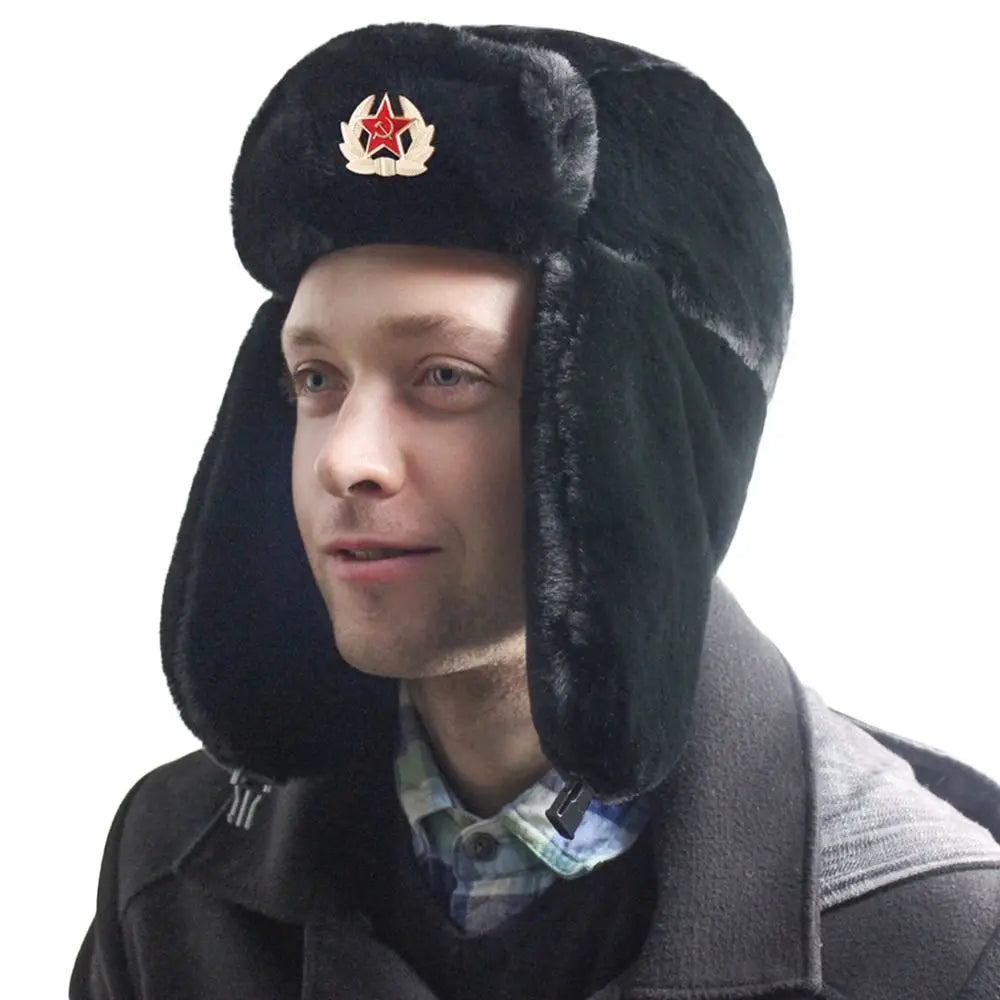Outdoors Thick Bomber Hat Plush Warm Russian Ushanka Windproof Snow Caps for Women Men