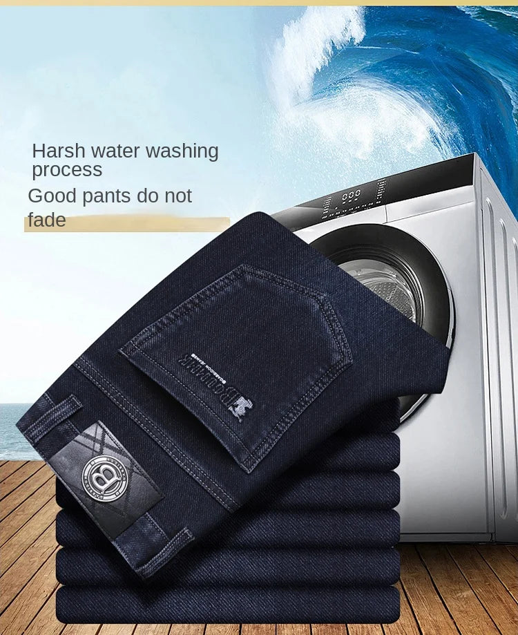 Men's Straight-leg Jeans High-quality Light Luxury Embroidered Casual Versatile Fashion Slimming Smooth Silhouette Style
