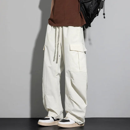 Big Size 8XL Men Casual Pants Elastic Waist Cargo Trouser Male Scimitar Banana Curved Plus Large Drawstring Fashion Straight 6XL