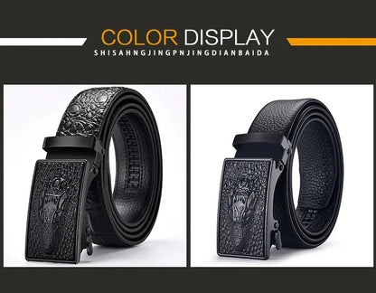 Genuine Leather Belt For Man Top Quality Luxury Famous Brand Male Belts Automatic Buckle Mens Crocodile Pattern Strap ZD2137
