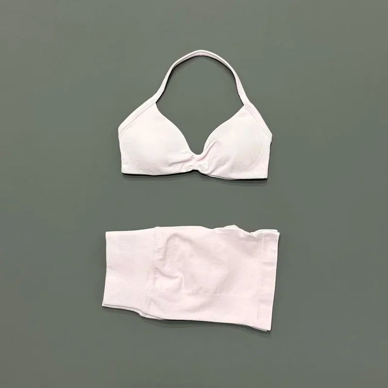 2PCS HISTELLO Sports Seamless Yoga Set Push Up Women Bra Scrunch Butt Lift Leggings Ultra Soft Comfort Yoga Workout Wear
