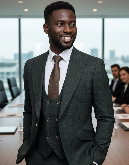 High Quality Green Suit Formal Business Office Men's Suits Slim Fit Casual Suit（jacket+Vest+Pants）
