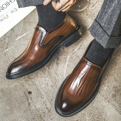 Retro Business Dress Derby Shoes for Men Spring Autumn New Designer Wedding Shoes Male Solid Color Cow Leather Shoes Man