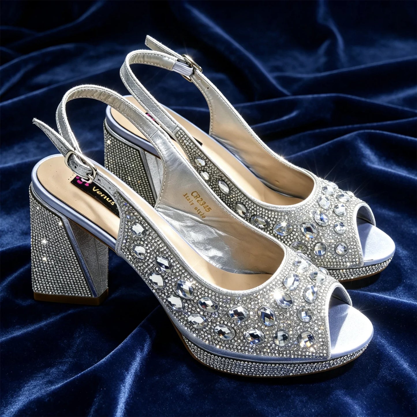 Elegant 2026 Champagne Peep Toe Heels with Diamond Accents - Luxurious Italian Design Pumps & Matching Bag Set for Parties