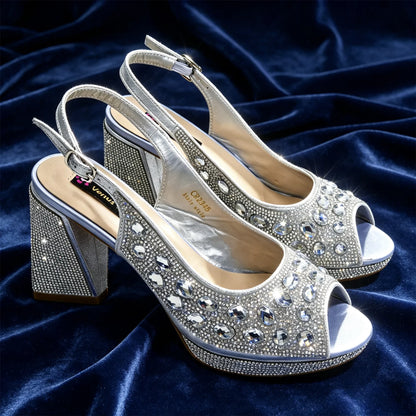2026 Chic Fuchsia Peep Toe Heels with Sparkling Diamond Accents - Italian Designed Matching Pump and Bag Set for Stunning Party
