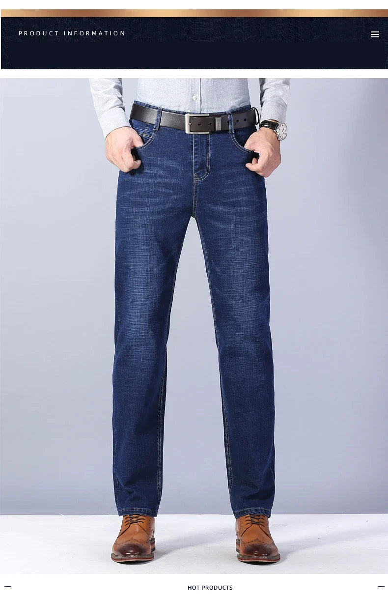 2026 Men's Slim Fashion Denim High Quality Male Pants Elastic Black Blue Leisure Jeans Brand Clothing